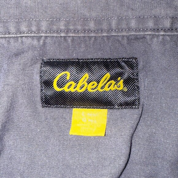 Cabelas Mens Long Sleeve Button-Up Grey Shirt Size L 100% Cotton Workwear Style - Picture 3 of 6